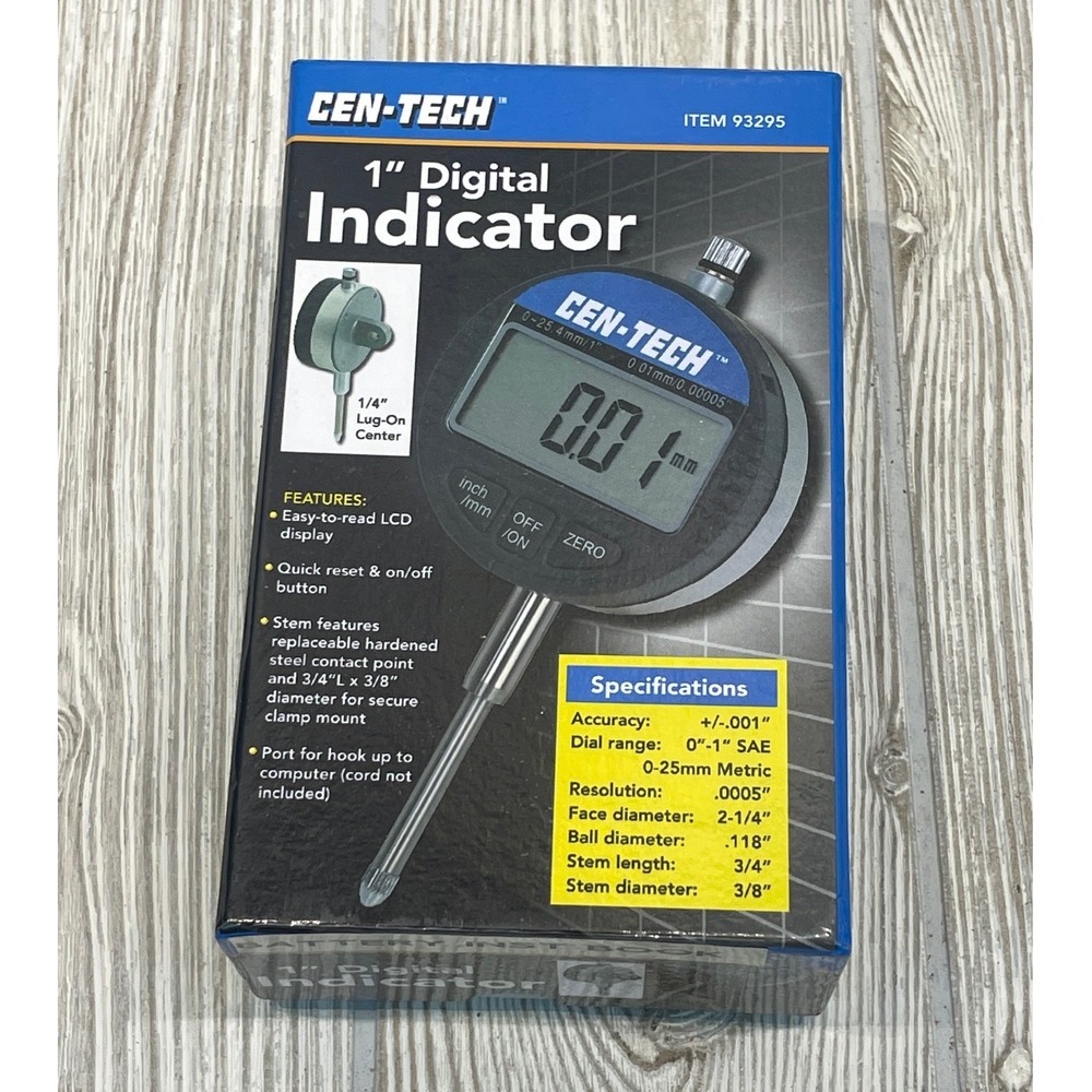 Cen-Tech 1 Inch Dial Indicator 0.001 Precision Machinist Tool 0-1.0 Range 93295